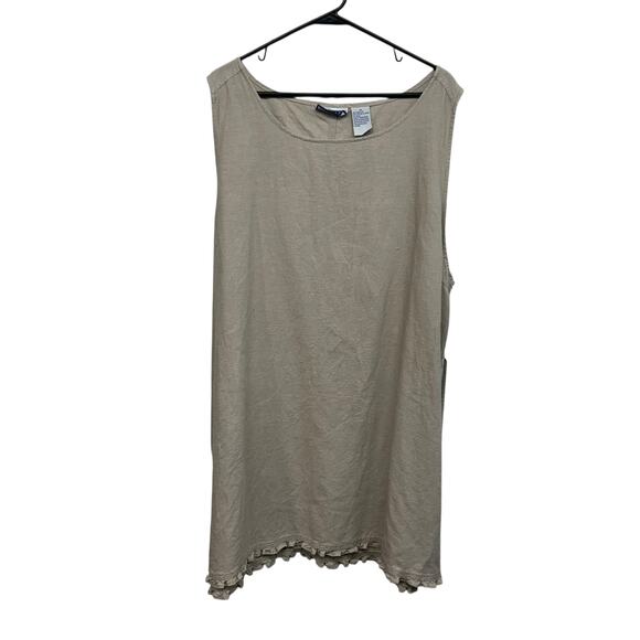 Quiet Luxury Linen Blend Shift Dress Erika II & Co Neutral Beige Size 3X - Picture 1 of 5